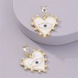 White Enamel & Crystal Pearl 18K Gold-Plated Eye Heart Drop Earrings For Sale