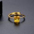 Yellow Crystal & Cubic Zirconia 18K Gold-Plated Adjustable Ring Hot on Sale