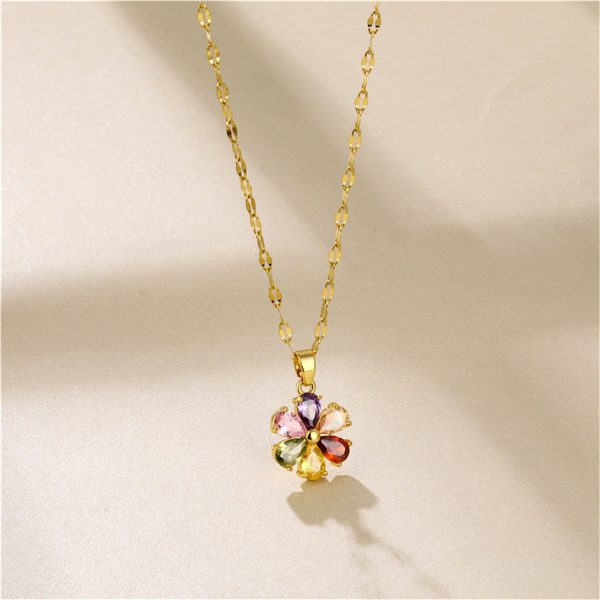 Red Multicolor Crystal & 18K Gold-Plated Floral Pendant Necklace Cheap