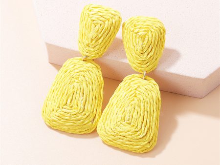 Yellow Raffia Ladder Drop Earrings Hot on Sale