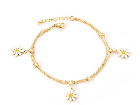 Yellow Enamel & 18K Gold-Plated Daisy Station Bracelet Online now