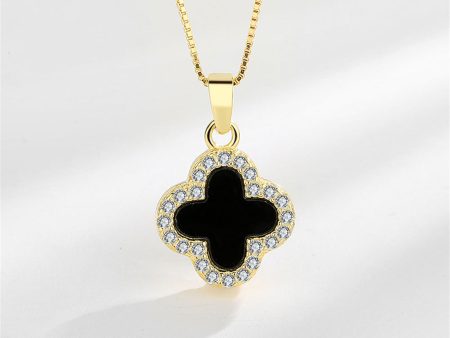 Shell & 18K Gold-Plated Cubic Zirconia-Accent Clover Pendant Necklace For Sale