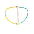 Yellow & Teal Howlite Smiley Face Beaded Choker Necklace Discount