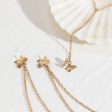 18K Gold-Plated Butterfly Drop Necklace Set Fashion