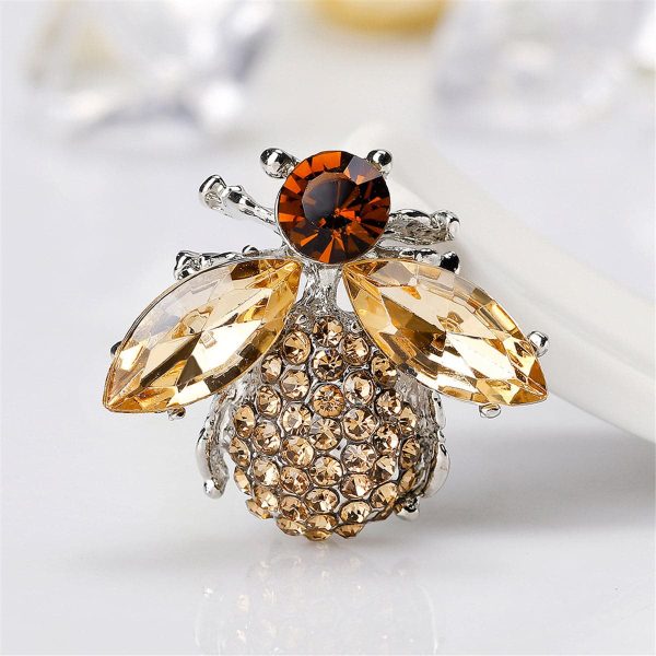 Champagne Crystal & Cubic Zirconia Bee Brooch Sale