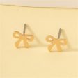 18K Gold-Plated Bow Stud Earrings For Discount