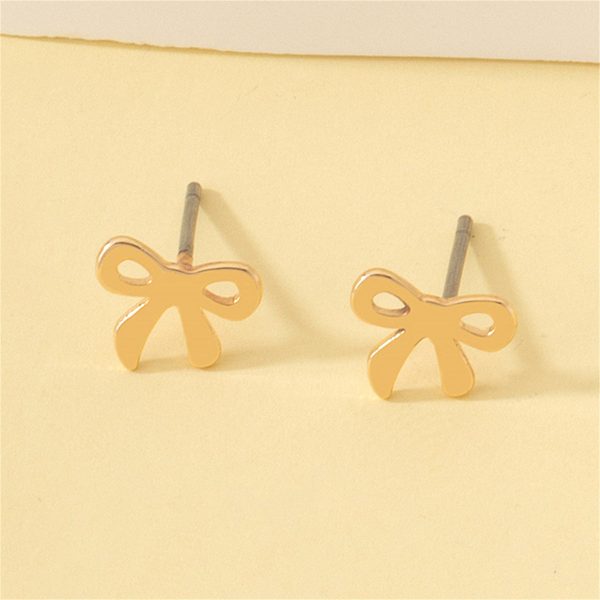 18K Gold-Plated Bow Stud Earrings For Discount