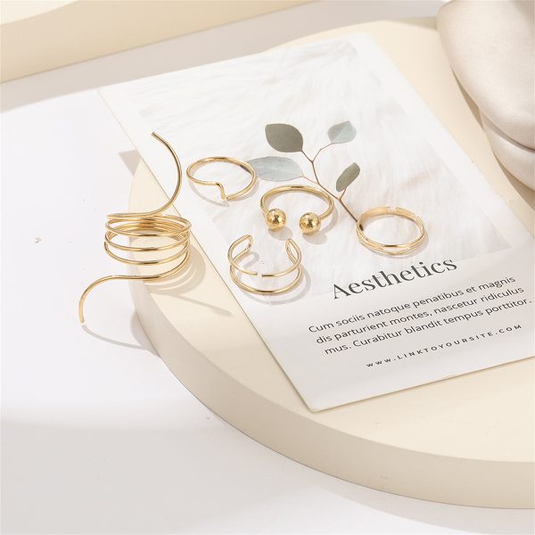 18K Gold-Plated Bead Layered Ring Set Fashion