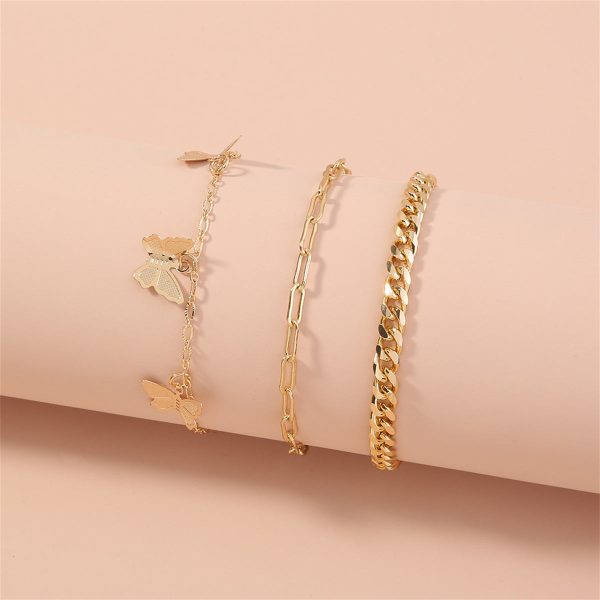 18K Gold-Plated Butterfly Station Bracelet Set For Discount