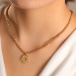 18K Gold-Plated Beaded Chain Floral Pendant Necklace Supply