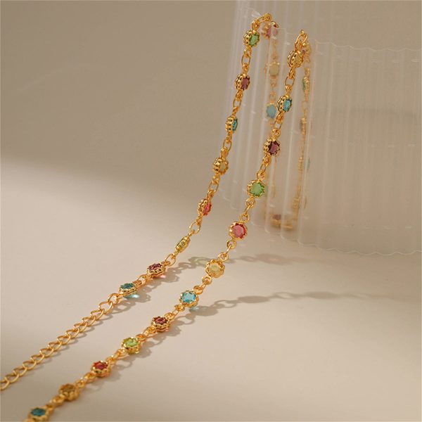 Vibrant Crystal & 18K Gold-Plated Floral Station Necklace For Discount