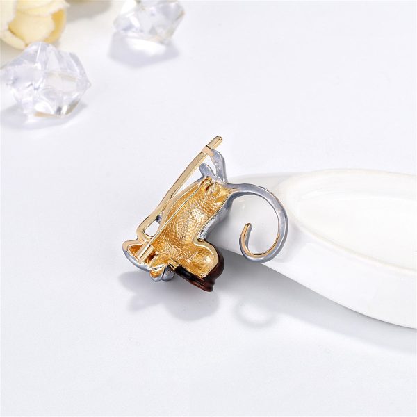 Cubic Zirconia & Enamel 18K Gold-Plated Mouse Brooch Sale