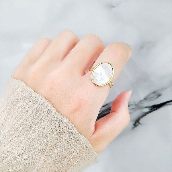 Shell & 18K Gold-Plated Oval Open Ring Cheap