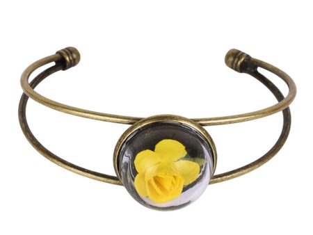 Yellow Velvet Rose & 18K Gold-Plated Cuff For Discount