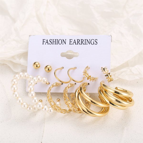 Pearl & 18K Gold-Plated Hoop Earring Set on Sale