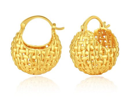 18K Gold-Plated Basket Huggie Earrings Fashion