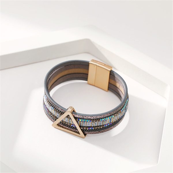 Teal Polystyrene & Cubic Zirconia Triangle Layered Bracelet Online