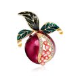 Clear Cubic Zirconia & Pearl Enamel 18K Gold-Plated Pomegranate Brooch Hot on Sale