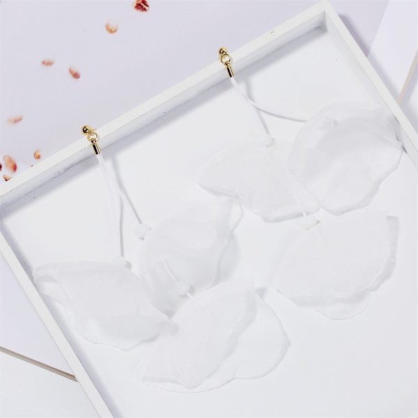 White Polyster & 18K Gold-Plated Three-Petal Drop Earrings For Sale