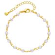 White Pearl & 18K Gold-Plated Round Station Anklet on Sale