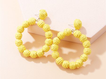 Yellow Raffia Ring Drop Earrings Discount