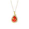 Red Quartz & 18K Gold-Plated Botanical Drop Pendant Necklace For Sale