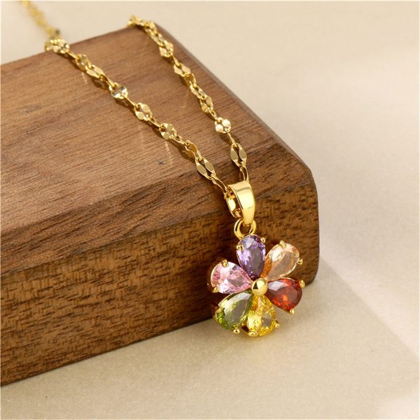 Red Multicolor Crystal & 18K Gold-Plated Floral Pendant Necklace Cheap