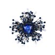 Blue Cubic Zirconia & Silver-Plated Flower Brooch Online Sale