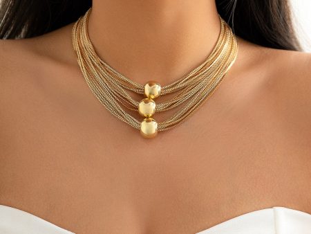 18K Gold-Plated Ball Layered Collar Necklace Online