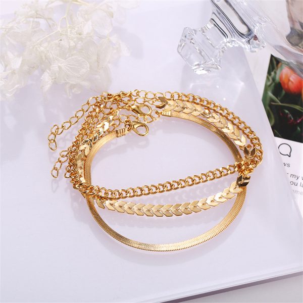 18K Gold-Plated Chain Trio Anklet Set Online Sale