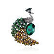 Clear Cubic Zirconia & Silver-Plated Peacock Brooch Fashion