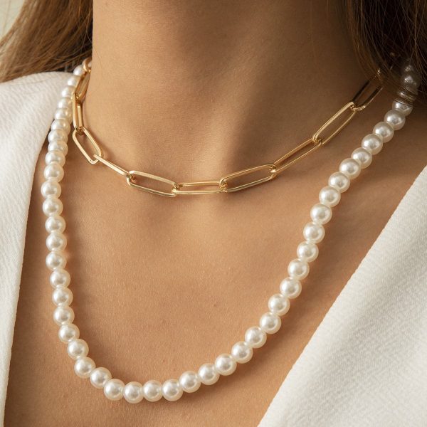 Pearl & 18K Gold-Plated Choker Necklace Set Online now