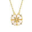 Shell & Cubic Zirconia Clover Heart Pendant Necklace Online Sale