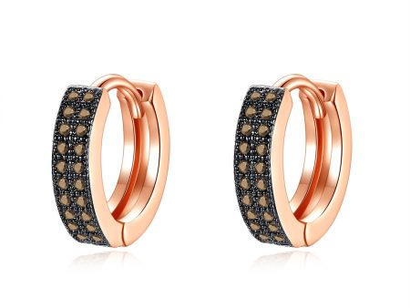 Yellow Cubic Zirconia & 18K Rose Gold-Plated Huggie Earrings For Sale