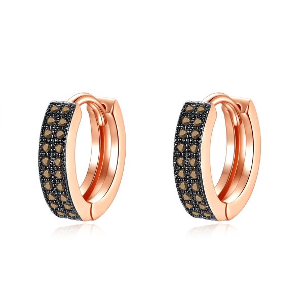 Yellow Cubic Zirconia & 18K Rose Gold-Plated Huggie Earrings For Sale