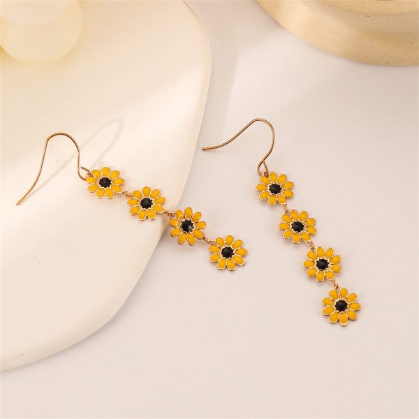 Yellow Enamel & 18K Gold-Plated Linked Mums Drop Earring Sale