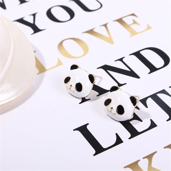 White Enamel & 18K Gold-Plated Panda Stud Earrings Online