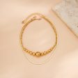 18K Gold-Plated Bead & Herringbone Chain Necklace Set Online