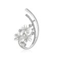 Clear Cubic Zirconia & Cats Eye Silver-Plated Botany Brooch Fashion