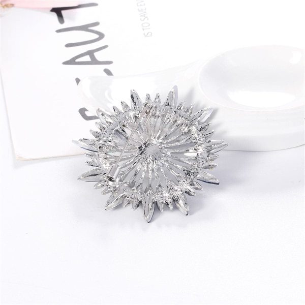 Blue Crystal & Cubic Zirconia Pearl Silver-Plated Sunflower Brooch Hot on Sale