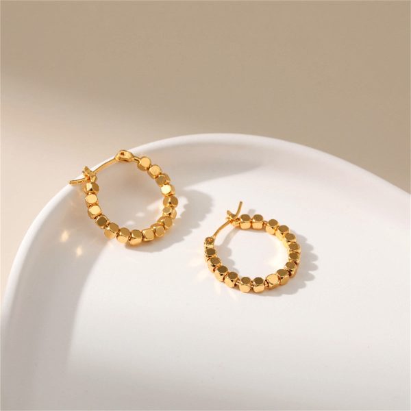 18K Gold-Plated Beaded Hoop Earrings Discount