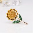 Cubic Zirconia & 18K Gold-Plated Sunflower Brooch Online