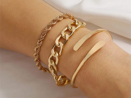 18K Gold-Plated Chain & Bypass Bracelet Set Online Sale