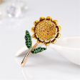 Cubic Zirconia & 18K Gold-Plated Sunflower Brooch Online