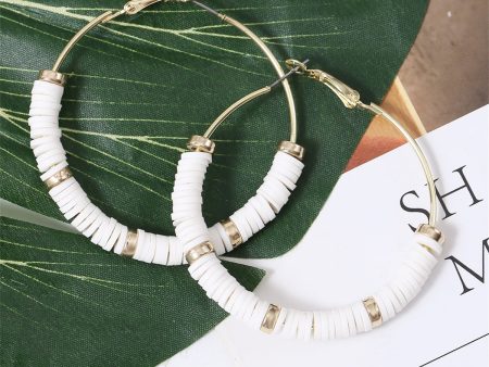 White Polymer Clay & 18K Gold-Plated Hoop Earrings on Sale