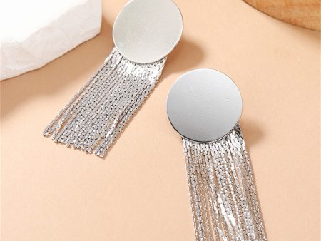 Silver-Plated Round Tassel Drop Earrings Online now