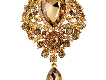 Champagne Crystal & Cubic Zirconia 18K Gold-Plated Botany Brooch Supply