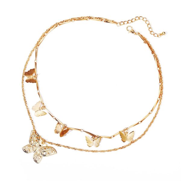 18K Gold-Plated Butterfly Layered Necklace Online Sale