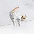 White Enamel & 18K Gold-Plated Spot Cat Brooch Sale