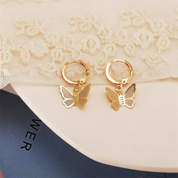 18K Gold-Plated Butterfly Drop Earrings on Sale